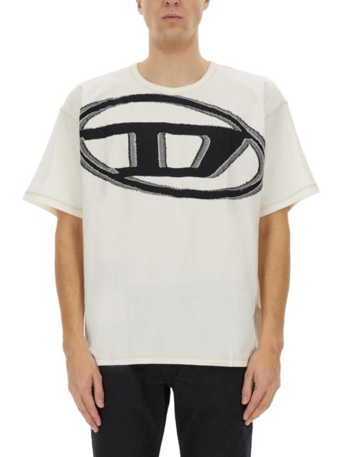 COTTON T-SHIRT WITH MAXI OVAL PRINT D