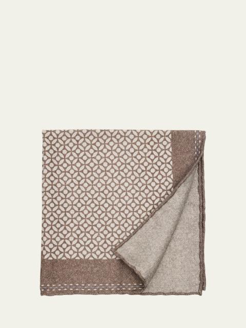 Brunello Cucinelli Men's Geometric-Print Silk Pocket Square