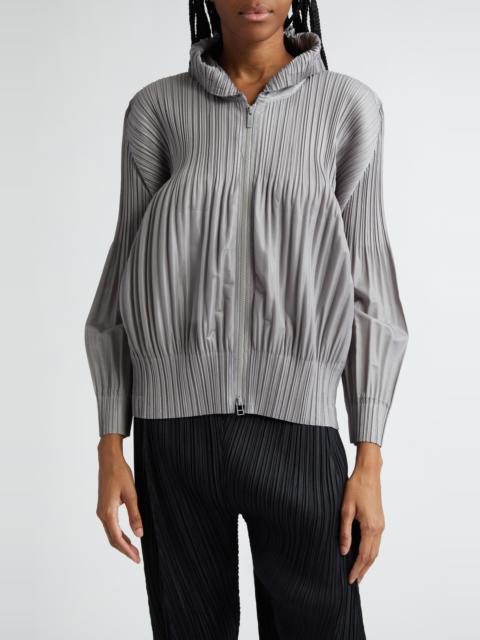 Pleats Please Issey Miyake Pleats Please Issey Miyake Pleated Zip Front Hoodie in Cool Gray at Nordstrom