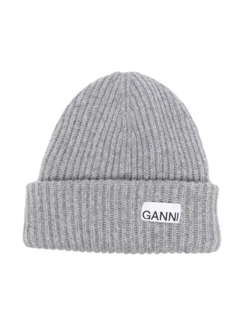 GANNI Logo wool beanie