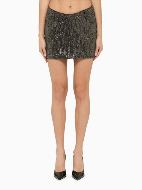 ROTATE Black miniskirt with micro sequins