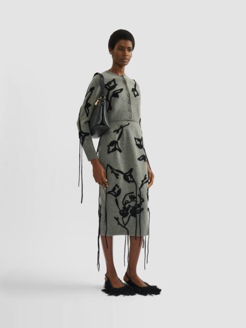 Erdem EMBROIDERED MERINO WOOL CROPPED CARDIGAN