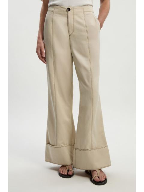 KAREN MILLEN Petite Tencel Cotton Contrast Stitch Woven Straight Leg Trouser
