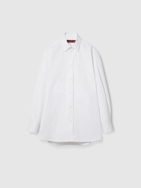 GUCCI Cotton poplin shirt with ribbon tie