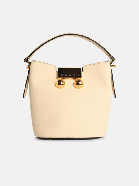 Marni MEDIUM 'TRUNKAROO' WHITE LEATHER SHOULDER BAG