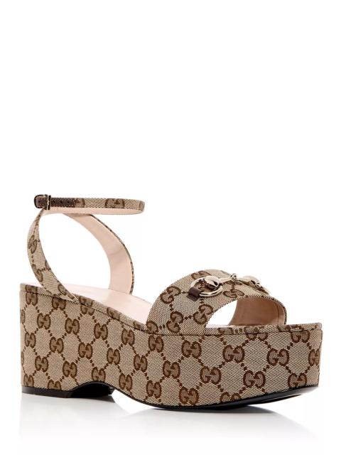 GUCCI Women's Horsebit Platform Wedge Sandals