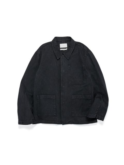 AMOMENTO Garments Dyed Pocket Denim Jacket Black