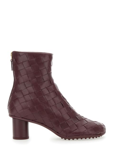 Bottega Veneta Bottega Veneta Women 'Atomic' Bordeaux Ankle Boots With Braided Design And Kitten Heel In Leather Wo