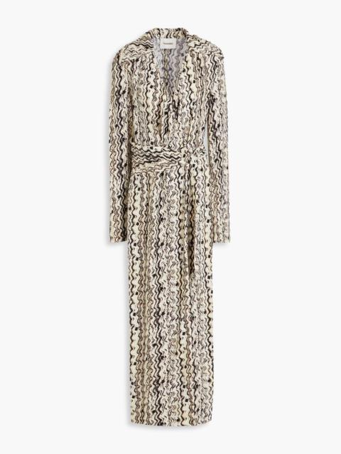 Nanushka Printed crepe midi wrap dress