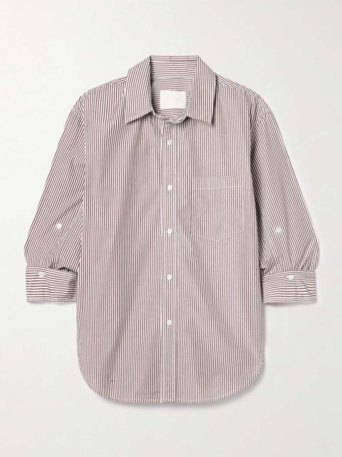 Kayla striped cotton-poplin shirt Chocolate