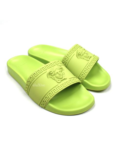 VERSACE Versace Neon Green Palazzo Medusa Pool Slides NWT