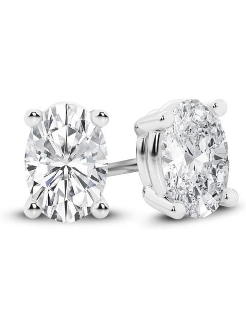 Other Designers Brilliant Diamond 14K White Gold IGI Certified 2 Carat Oval Cut Lab Grown Diamond Stud Earrings for 