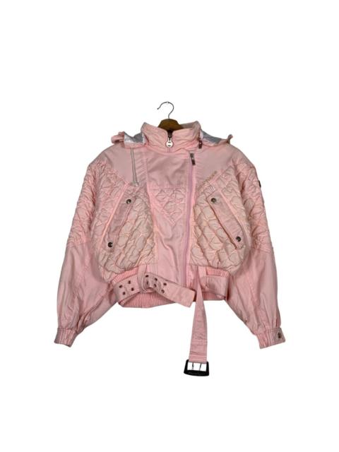 courrèges COURREGES Fur Hoodie Pink Belted Crop Jacket #1230-C56