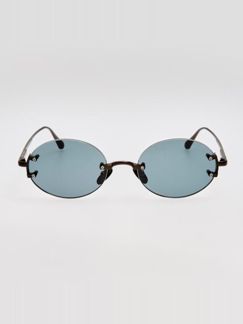 LINDA FARROW Stella Sunglasses in Matt Nickel