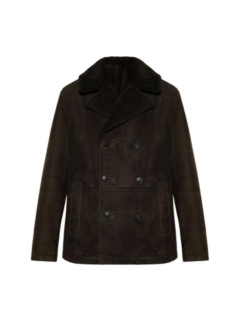 double-breasted leather jacket