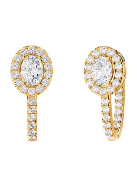 Other Designers Diamond2Deal 18k Vermeil Plated Silver 2.75 Ct Oval Lab Grown Diamond Hoop Earrings VVS-VS, E-F