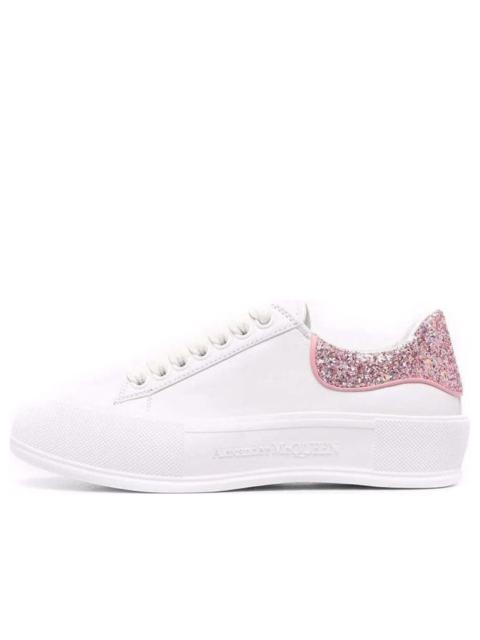 (WMNS) Alexander McQueen Deck Plimsoll 'White Rose Pink Glitter' 676686WIABJ9477