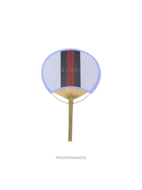 Gucci Web Logo Bamboo Hand Fan - Black/Red Striped