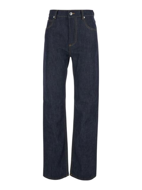 Bottega Veneta Bottega Veneta Women Blue Jeans With Contrasting Stitching And Logo Patch On The Back In Denim For W