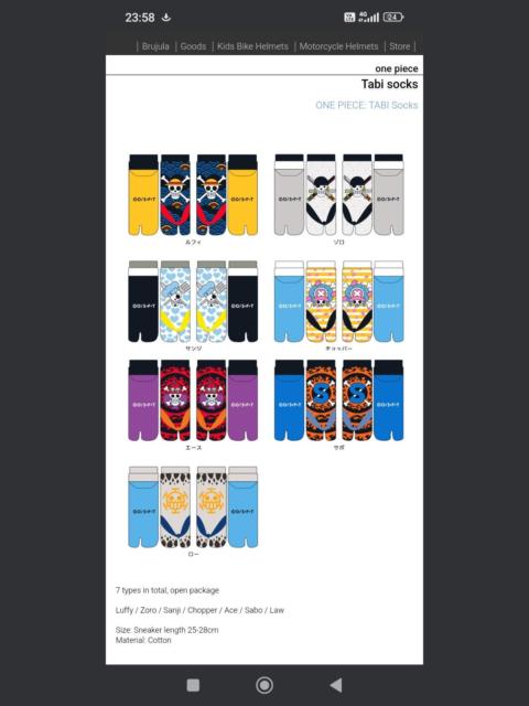 Other Designers Japanese Brand × One Piece - One Piece ☠️ Anime Tabi Socks Unisex 😍