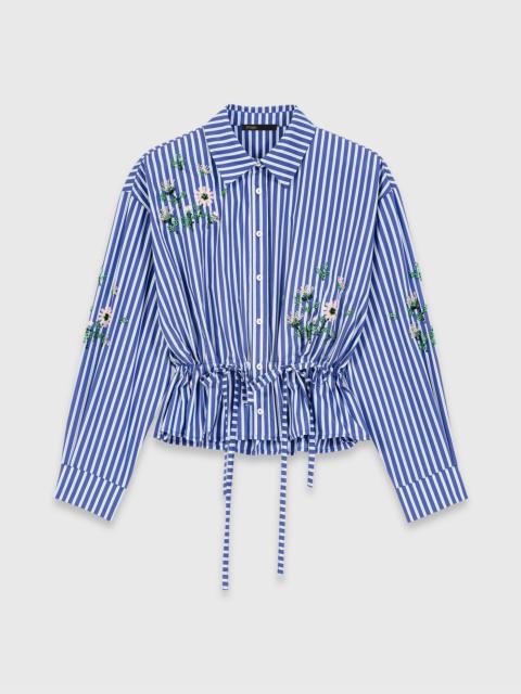 maje Cropped embroidered striped shirt