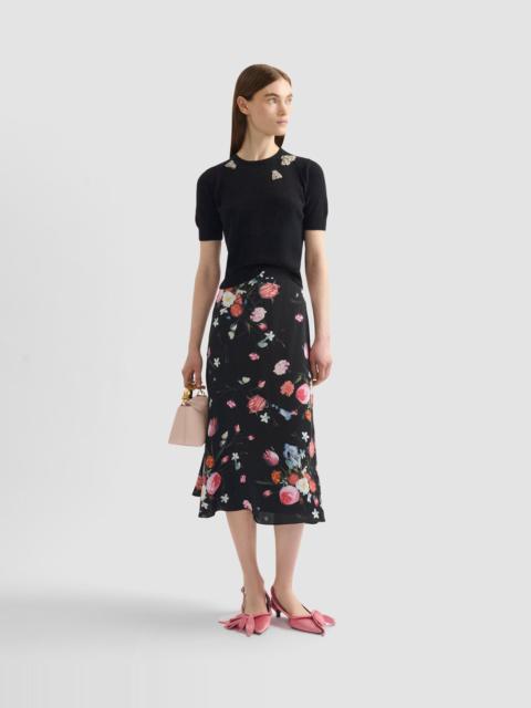 Erdem FLORAL PRINT CREPE A LINE MIDI SKIRT