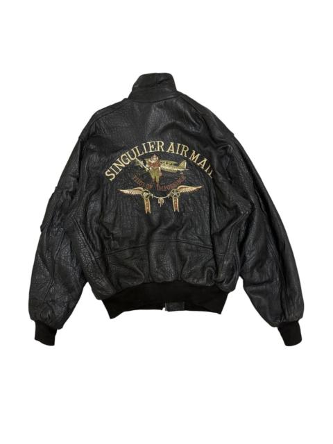 Other Designers Genuine Leather - Vintage 80s SINGULIER AIR MAIL FLIGHT BOMBER JACKET LEATHER