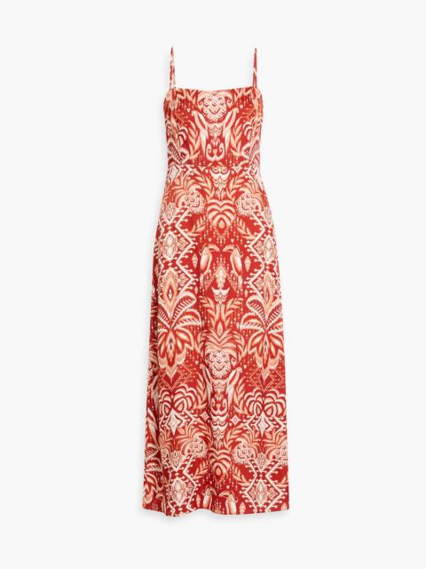 FARM RIO Printed satin maxi dress