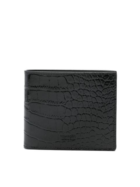 TOM FORD Shiny crocodile-print leather bifold wallet