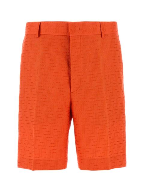 FENDI Fendi Men Coral Linen Blend Bermuda Shorts