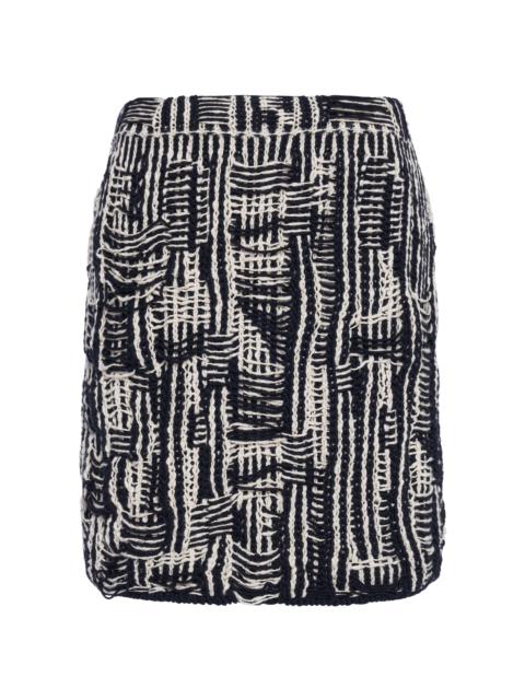 Bottega Veneta Cotton Intrecciato-Knit Mini Skirt black/white