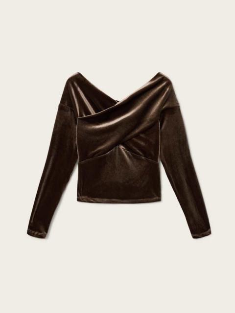 ALLSAINTS DELTA VELVET WRAP TOP