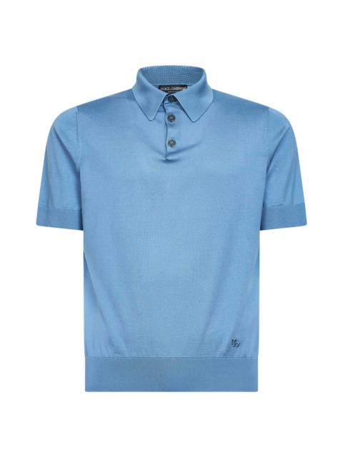Dolce & Gabbana Dolce & Gabbana Men Light Blue Silk Knit Polo Shirt