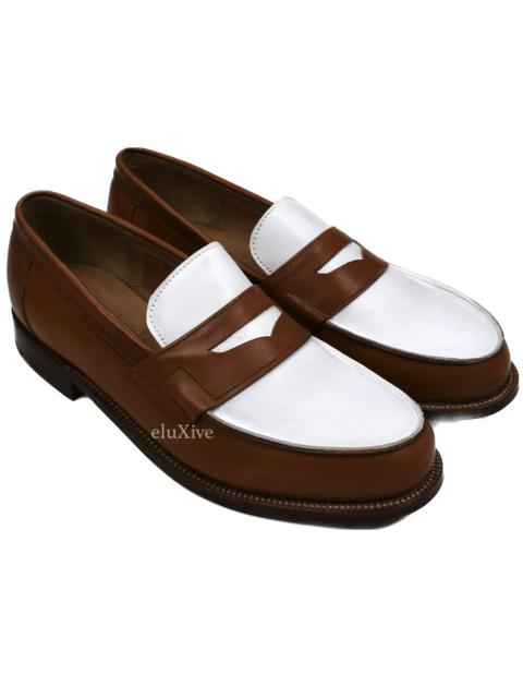 Grenson Grenson 2 Tone Epsom Penny Loafers Cognac White