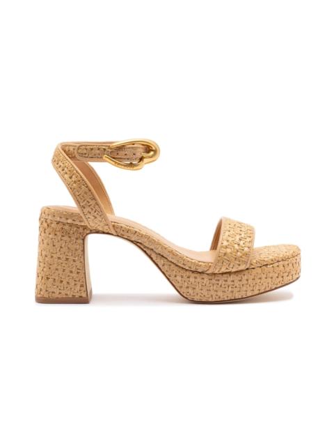 Larroudé Larroudé Dolly Verona Low Sandal In Natural Raffia and Beige Leather at Nordstrom