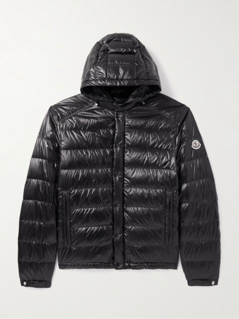 Moncler Gliere Logo-Appliquéd Quilted Glossed-Nylon Down Hooded Jacket Black