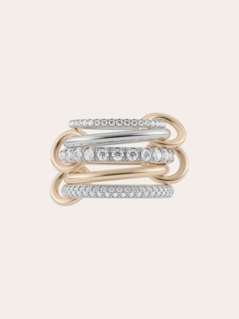 Spinelli Kilcollin Leyla 18K Gold Sterling Silver and Diamond Linked Rings