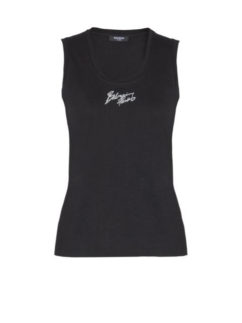 Balmain Relaxed tank top with Balmain Paris Brush print