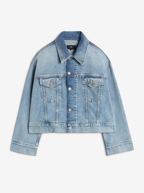 7 For All Mankind MANKIND Oli Cropped Trucker Jacket in Ode To