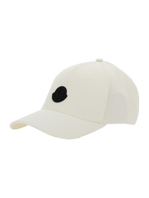 Moncler Moncler Men White Baseball Cap With Logo Patch On The Front In Cotton Man