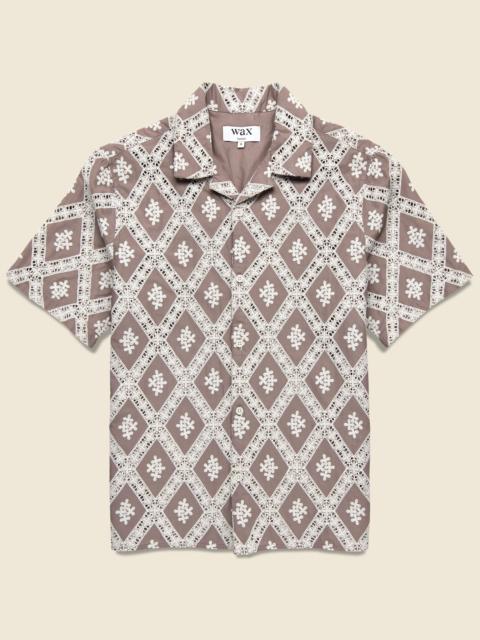Wax London Diamond Lace Didcot Shirt - Taupe/Ecru