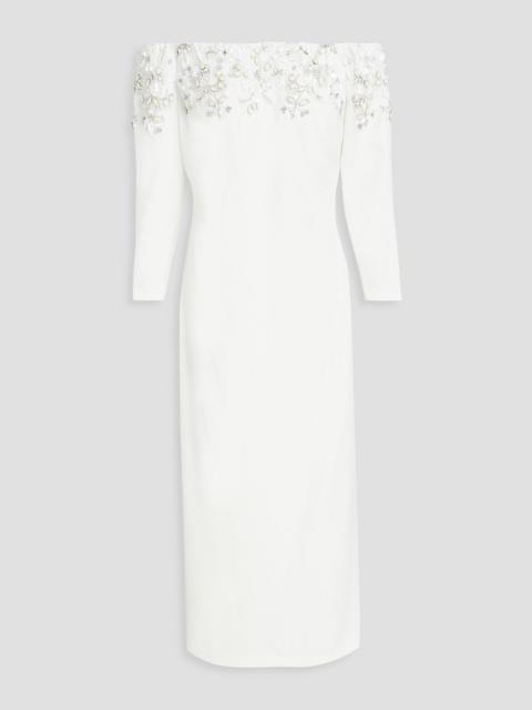 Other Designers Off-the-shoulder embellished crepe midi dress