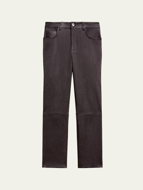 Theory Mid-Rise Nappa Leather Pants