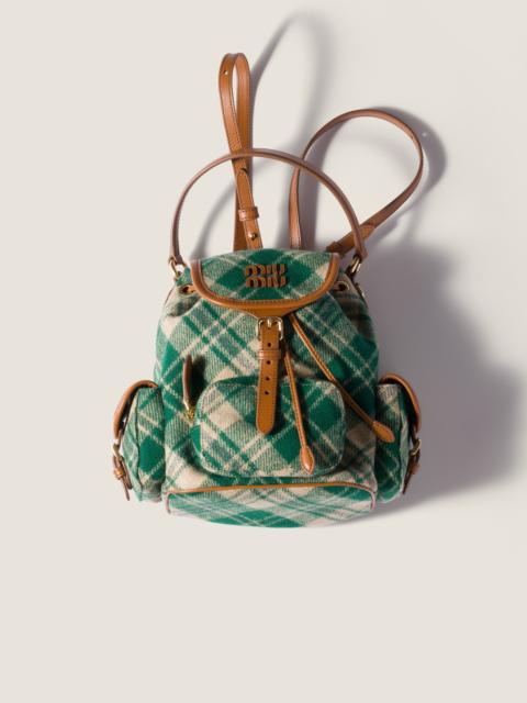 Miu Miu Plaid and leather backpack