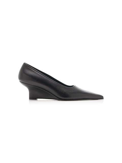 TOTEME Sharp Leather Wedge Pumps black