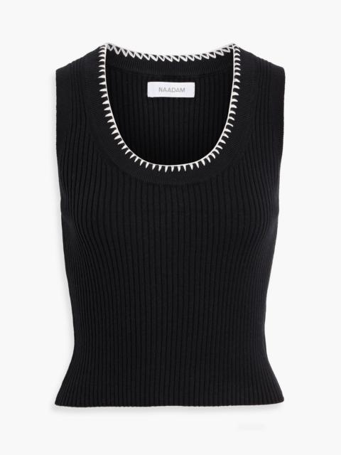 Other Designers Ribbed cotton and cashmere-blend top