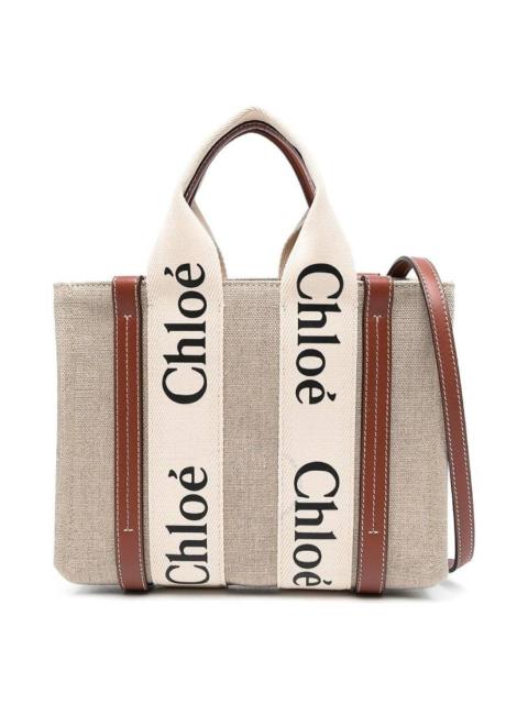 Chloe Woody Small Linen Tote Bag