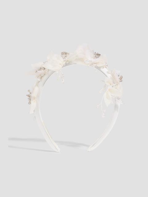 Jennifer Behr Chantrelle satin, chiffon and crystal headband