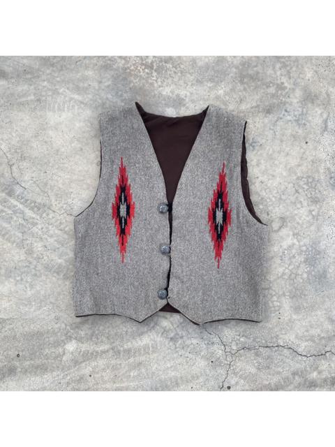 Native - Rare Vintage Chimayo Wool Vest - Navajo Pattern -