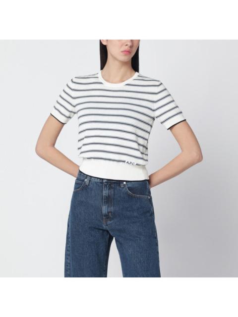 A.P.C. A.P.C. White Knit Top With Ecru/Black Stripes Women